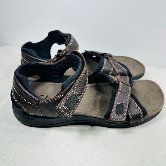 Clarks Mens Size 12 M Fishermen Sandals Brown Leather Strap Up Shoes main image 5